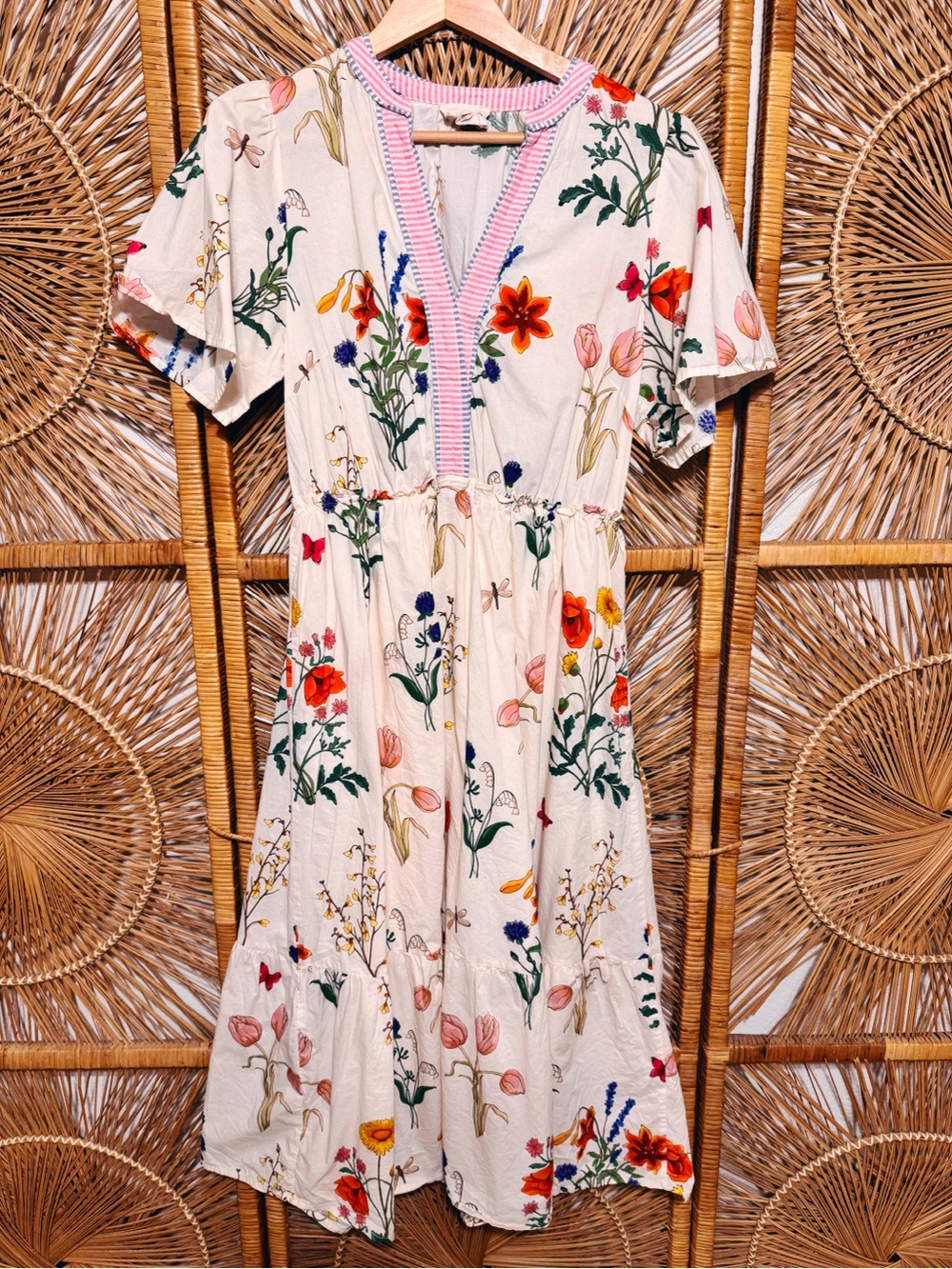 Umgee Floral Cottagecore Prairie Midi Dress SZ M - Picture 2 of 8